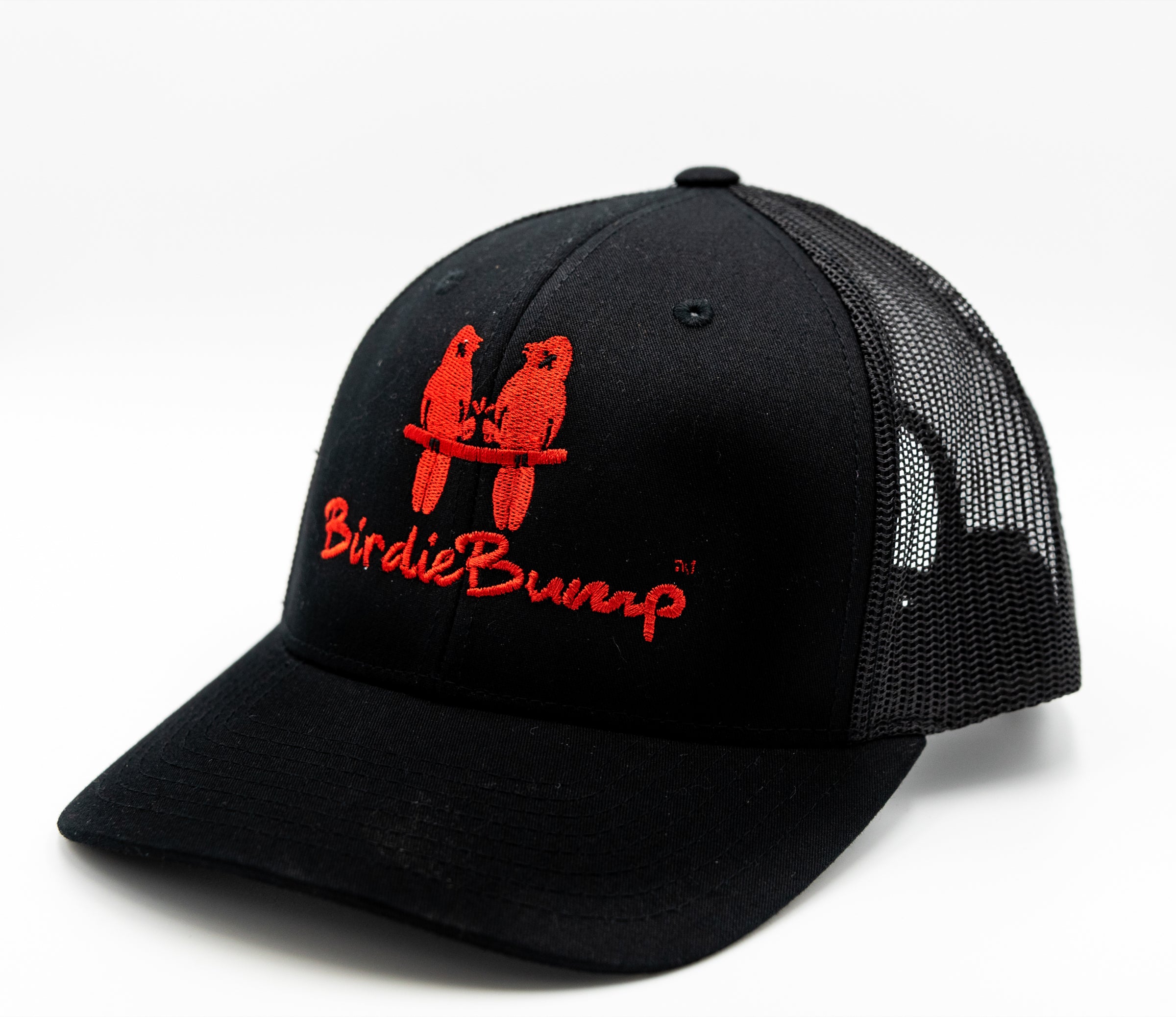 Birdie Bump Black on Black Snapback Red Logo