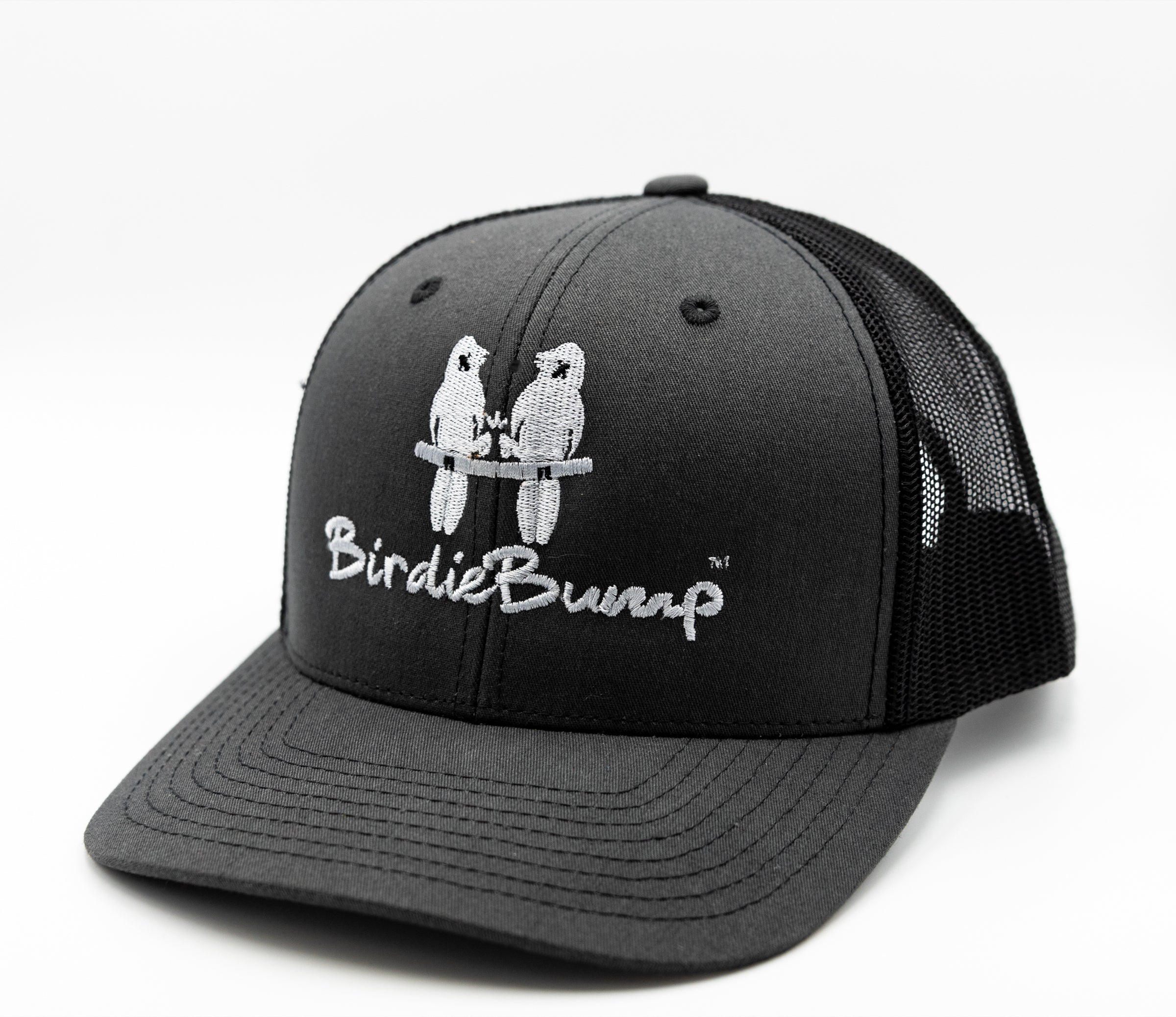 Birdie Bump Grey on Black Snapback White Logo
