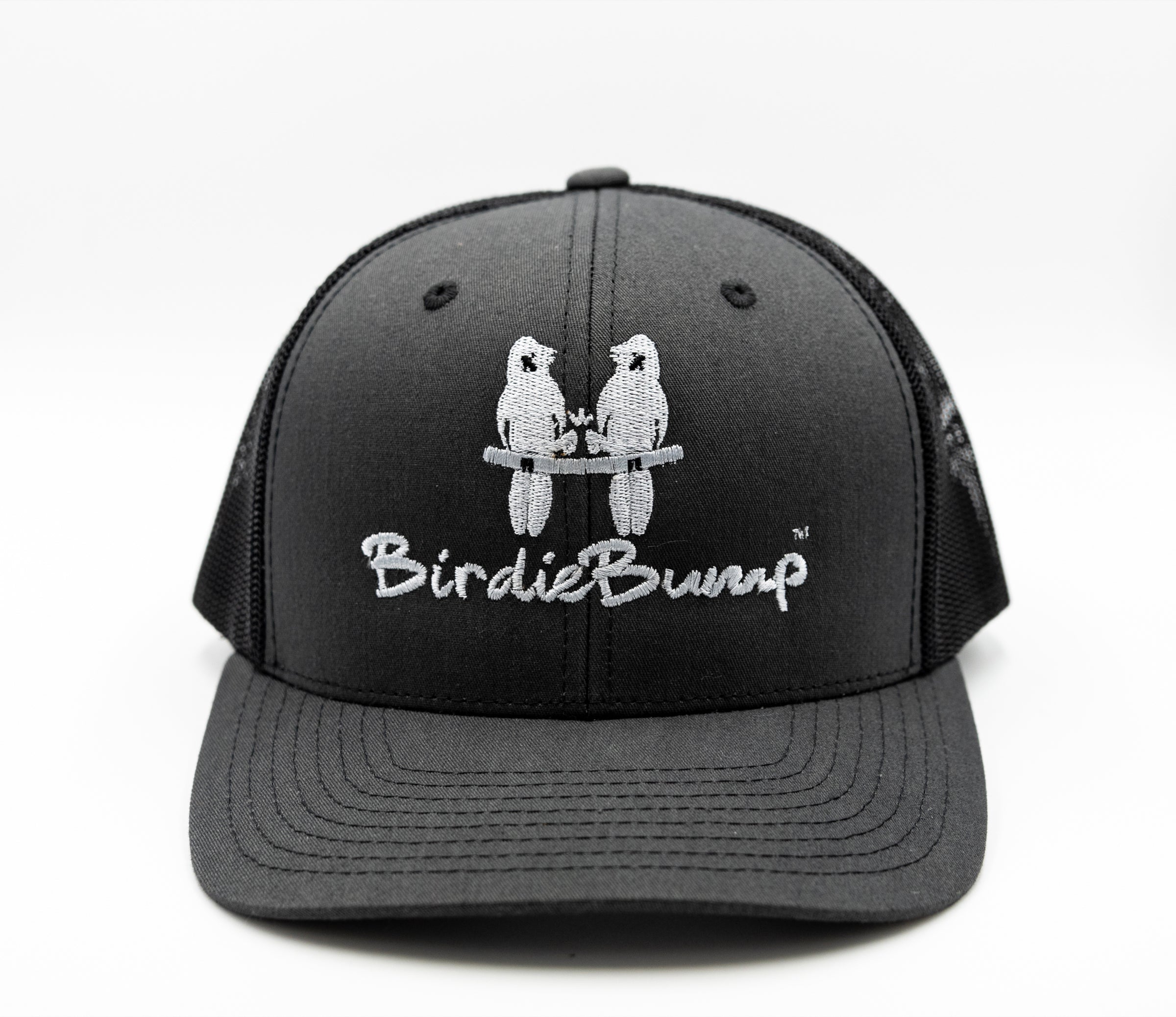Birdie Bump Grey on Black Snapback White Logo
