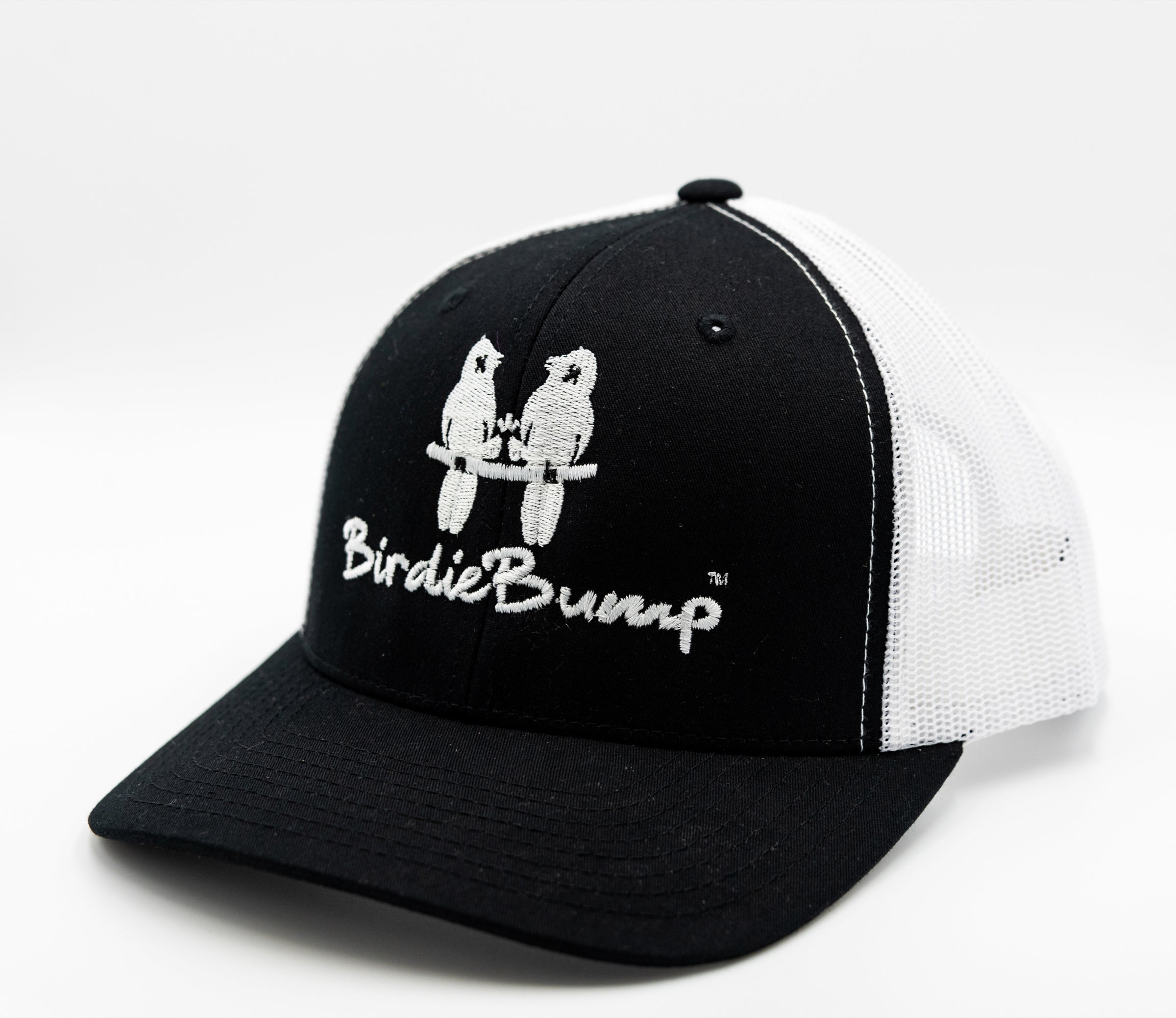 Birdie Bump Black on White Snapback White Logo